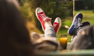 Relaxing outdoors beer