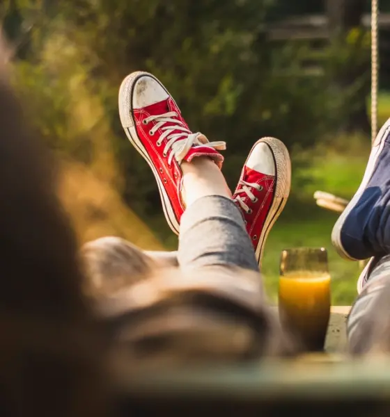 Relaxing outdoors beer